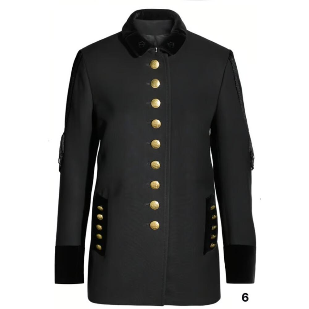 H&M Autumn Collection 2013 Black Velvet Military Jacket Fringe Goth Academia